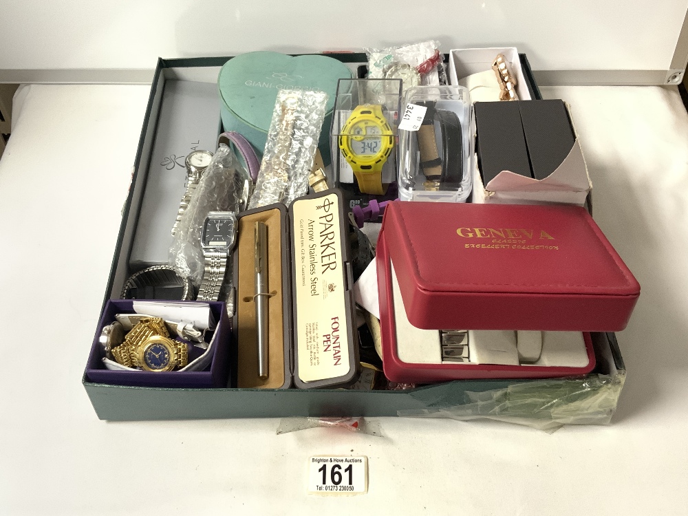 MIXED WATCHES SOME BOXED INCLUDES CASIO, ROTARY AND MORE ALSO BOXED PARKER PEN