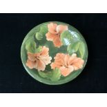 MOORCROFT GREEN HIBISCUS PATTERN BOWL, 25 CMS DIAMETER.