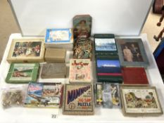 A QUANTITY OF JIGSAW PUZZLES - SOME IN ORIGINAL BOXES AND SOME LOOSE.