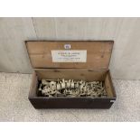 ANTIQUE PART HUMAN SKELETON IN WOODEN BOX - SUPPLIED BY MILLIKIN & LAWLEY, DEALERS IN OSTEOLOGY,
