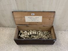 ANTIQUE PART HUMAN SKELETON IN WOODEN BOX - SUPPLIED BY MILLIKIN & LAWLEY, DEALERS IN OSTEOLOGY,