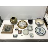 MIXED CHINA INCLUDES 19TH-CENTURY PLAQUE REPRODUCTION DUTCH MOTTAHEDEH PLATE AND MORE