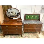 ART NOVEAU TILED WASHSTAND WITH MATCHING DRESSING TABLE