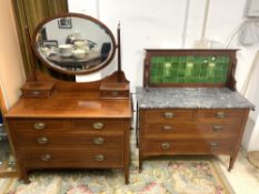 ART NOVEAU TILED WASHSTAND WITH MATCHING DRESSING TABLE