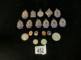 A COLLECTION OF 1960s ENAMEL PRESENTATION BADGES FOR BALLROOM DANCING.