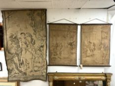 THREE VINTAGE WALL TAPESTRIES OF CLASSICAL SCENES LARGEST 160 X 96CM