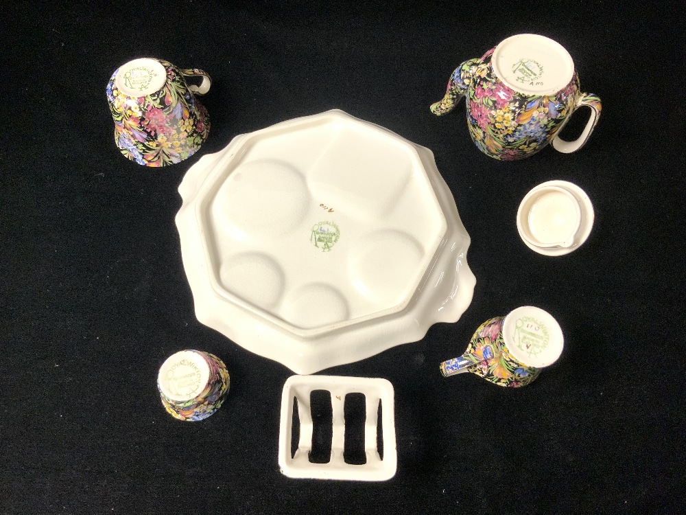 ROYAL WINTON ' BLACK CROCUS ' PATTERN BREAKFAST SET. - Image 4 of 5