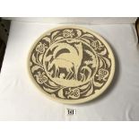 LARGE ART POTTERY WALL CHARGER 40CM