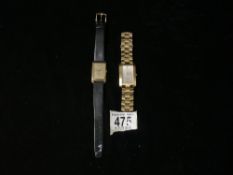 A GENTS 14K 585 1940s RECTANGULAR WRISTWATCH WITH ARCADIA MOVEMENT, AND A GENTS GOLD PLATED AVIA