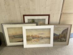 FOUR WATERCOLOUR DRAWINGS OF RIVER LANDSCAPES, 2 SIGNED BY - G F LAMBS, 54X36CMS LARGEST.