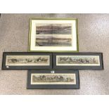 VINTAGE PRINT OF BRIGHTON FROM THE SEA WITH THREE COACHING PRINTS TITLED A TRIP TO BRIGHTON ALL