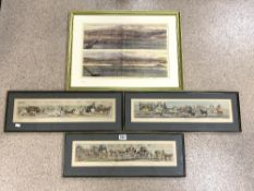 VINTAGE PRINT OF BRIGHTON FROM THE SEA WITH THREE COACHING PRINTS TITLED A TRIP TO BRIGHTON ALL