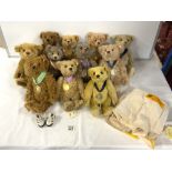 ELEVEN STEIFF TEDDY BEARS - INCLUDES 1902 - 2002 CENTINERY BEAR, AND YEAR BEARS INCLUDING TWO