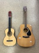 TWO ACOUSTIC GUITARS INCLUDES YAMAHA F310