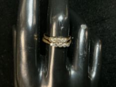 TWO VICTORIAN 18CT GOLD 5 STONE DIAMOND SET RINGS, 3.6 GMS.