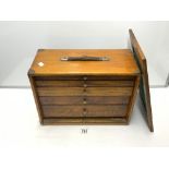 VINTAGE ENGLISH OAK FIVE DRAWER MODEL MAKERS TOOLBOX WITH LOCKABLE KEY WITH CONTENTS