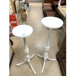 PAIR TWO PAINTED JARDINERE STANDS LARGEST 106CM