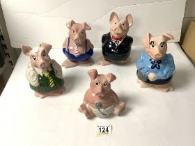 SET OF 5 WADE NAT WEST PIGS MONEY BANKS.