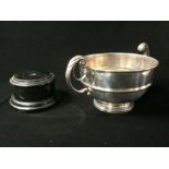A SILVER TWO HANDLED TROPHY CUP, LONDON; 380 GMS.