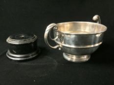 A SILVER TWO HANDLED TROPHY CUP, LONDON; 380 GMS.