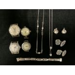 ANTIQUE / VINTAGE WATCHES INCLUDES OMEGA AND SILVER CASED WITH OTHER MIXED SILVER
