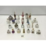 COLLECTION OF DECORATIVE GLASS PERFUME BOTTLES