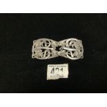 ART NOUVEAU HALLMARKED SILVER CAST AND PIERCED NURSES BUCKLE; 1899 BIRMINGHAM GUILD OF HANDICRAFTS