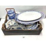 MIXED ANTIQUE AND VINTAGE BLUE AND WHITE CHINA INCLUDES SPODE,GRIMWADES AND MORE