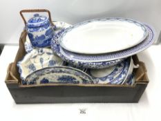 MIXED ANTIQUE AND VINTAGE BLUE AND WHITE CHINA INCLUDES SPODE,GRIMWADES AND MORE