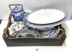 MIXED ANTIQUE AND VINTAGE BLUE AND WHITE CHINA INCLUDES SPODE,GRIMWADES AND MORE