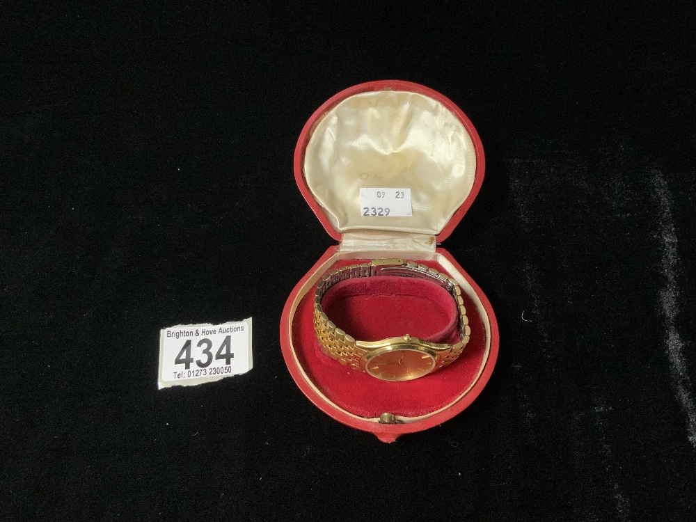 GENTS GOLD PLATED QUARTZ OMEGA SEAMASTER WRISTWATCH IN OMEGA BOX.
