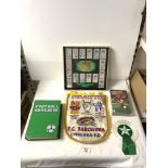 A SILK FOOTBALL PENANT FOR - EUROPEAN CUP QUARTER FINAL 2000, FC BARCELONA V CHELSEA FC, FOLDER OF