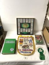 A SILK FOOTBALL PENANT FOR - EUROPEAN CUP QUARTER FINAL 2000, FC BARCELONA V CHELSEA FC, FOLDER OF