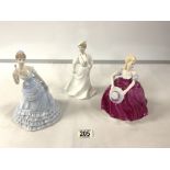 THREE COALPORT PORCELAIN FIGURES - LADIES OF FASHION - LORRAINE, DONNA AND AMANDA.