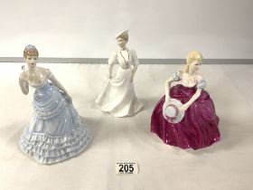 THREE COALPORT PORCELAIN FIGURES - LADIES OF FASHION - LORRAINE, DONNA AND AMANDA.