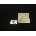 SWEDISH HALLMARKED 830S SILVER ENGRAVED SQUARE COMPACT [ NO MIRROR ]; 70 GMS.