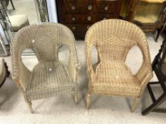 TWO WICKER ARMCHAIRS