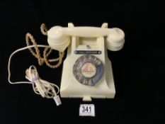 A VINTAGE BAKERLITE IVORY COLOUR TELEPHONE - 312F.P.X 54/3A - G.P.O.BATCH SAMPLED 4464.