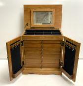 VINTAGE JEWELLERY BOX WITH SEVEN DRAWERS AND LIDDED TOP 42 X 39CM