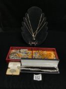 A 925 HEAVY SILVER CURB LINK NECKLACE, 69 GMS, 2 KIT HEATH SILVER SETS IN BOXES, A HALLMARKED SILVER