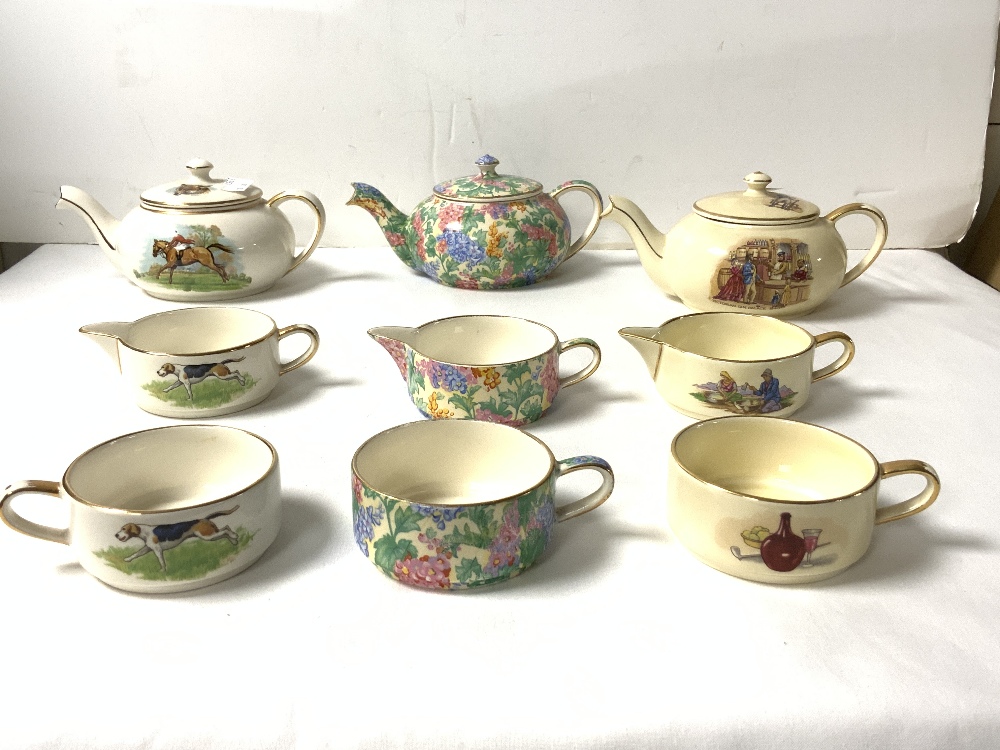 ROYAL WINTON GRIMWADES BATCHELORS TEA SET WITH HUNTING SCENE AND TWO OTHERS; FLORAL AND VICTORIAN - Image 2 of 4