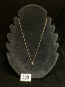 375 HALLMARKED GOLD CHAIN WITH A DIAMOND DROP PENDANT; (0.15) CARAT INCLUSIONS,