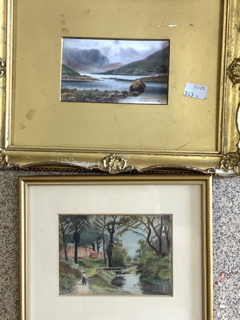 PAIR OF SMALL WATERCOLOURS OF LAKE SCENES SIGNED STEDMAN 1918; 12.5X7.5 CMS, A PAIR OF SMALL - Image 4 of 4