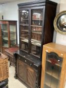 VICTORIAN DRESSER WITH GLAZED TOP; 210 X 95CM