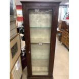 VICTORIAN GLAZED MAHOGANY SLIM DISPLAY CABINET; 68X30X187 CMS.