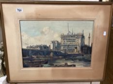 CLAUDE MUNCASTER (1903-1974) ENGLAND PENCIL WATERCOLOUR DATED 1924 LONDON BRIDGE AND ADELAIDE