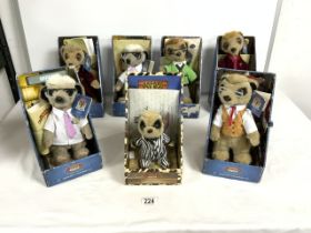 SEVEN SOFT TOY MEERKATS, BY YAKOVS TOY SHOP.