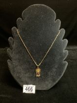 A 750-MARKED GOLD MIDDLE EASTERN CHAIN AND PENDANT; 5.6 GMS.