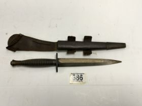 VINTAGE DAGGER WITH LEATHER SHEATH