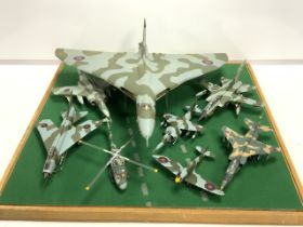 AIRFIX MILITARY MODEL AIRCRAFT CASED EIGHT IN TOTAL INCLUDES VULCAN BOMBER
